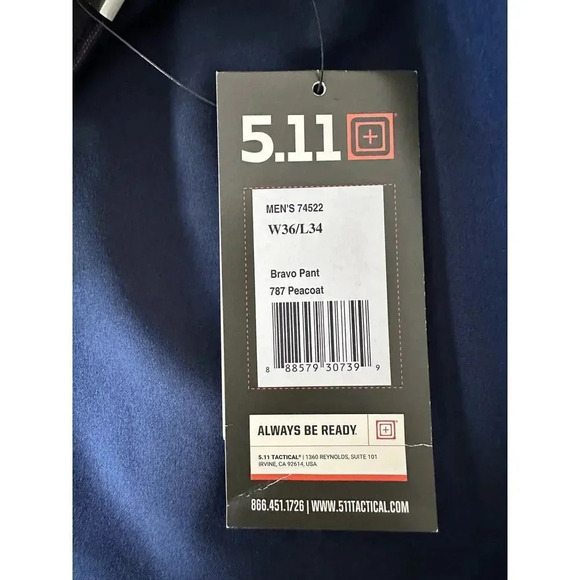 NWT 511Tactital Men's Black Enduro Flex Slim Fit Bravo Pants Size 34W 36L - Picture 4 of 5